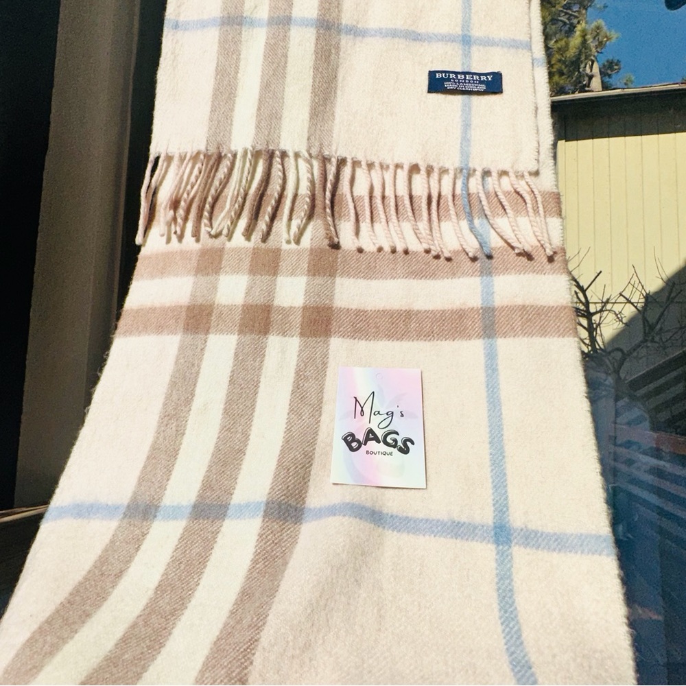 Burberry: Pink Giant Check Plaid Scarf - Picture 9 of 13